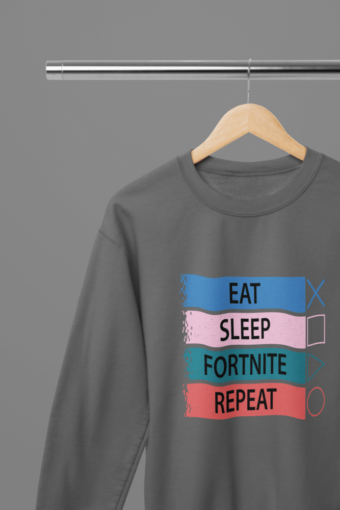 Fortnite - Eat Sleep Fortnite Repeat Multicolour T-Shirt/Sweatshirt - Poster Kingz - S - Grey - Sweatshirt