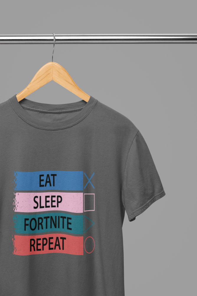 Fortnite - Eat Sleep Fortnite Repeat Multicolour T-Shirt/Sweatshirt - Poster Kingz - S - Grey - T-Shirt