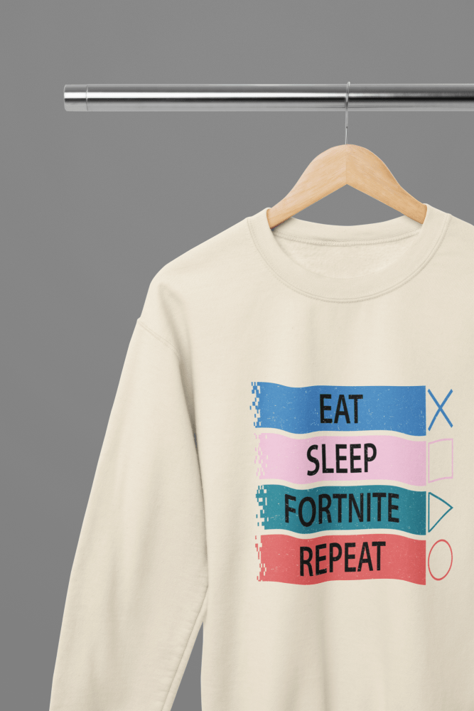 Fortnite - Eat Sleep Fortnite Repeat Multicolour T-Shirt/Sweatshirt - Poster Kingz - S - Sand - Sweatshirt