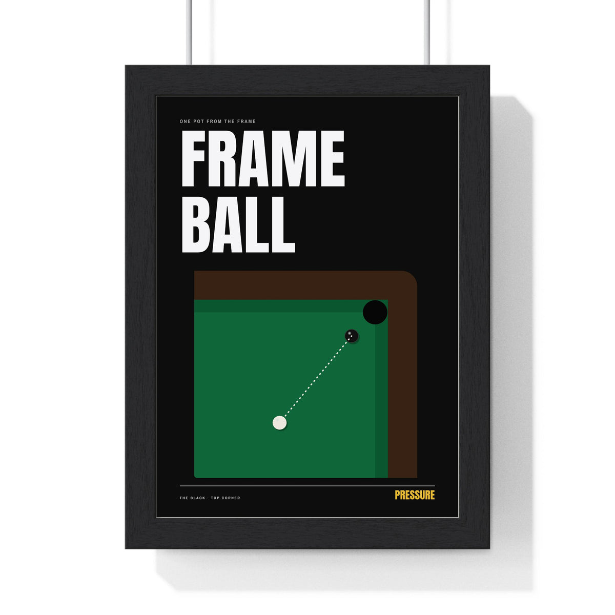 Frame Ball Snooker print framed in a black frame, ready to hang