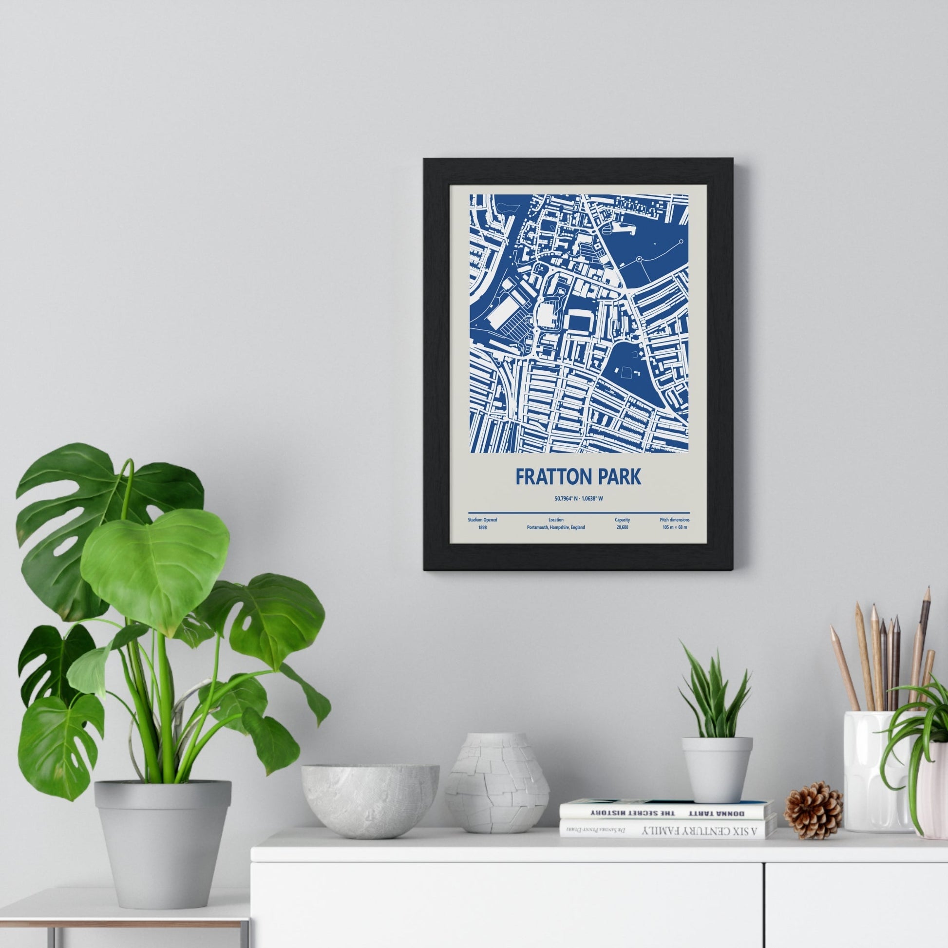 Framed Fratton Park Stadium map print