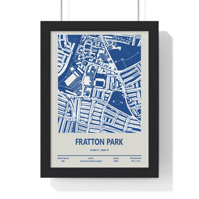 Framed Fratton Park Stadium map poster