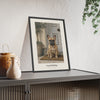 French Bulldog Print framed and leaning on a sideboard