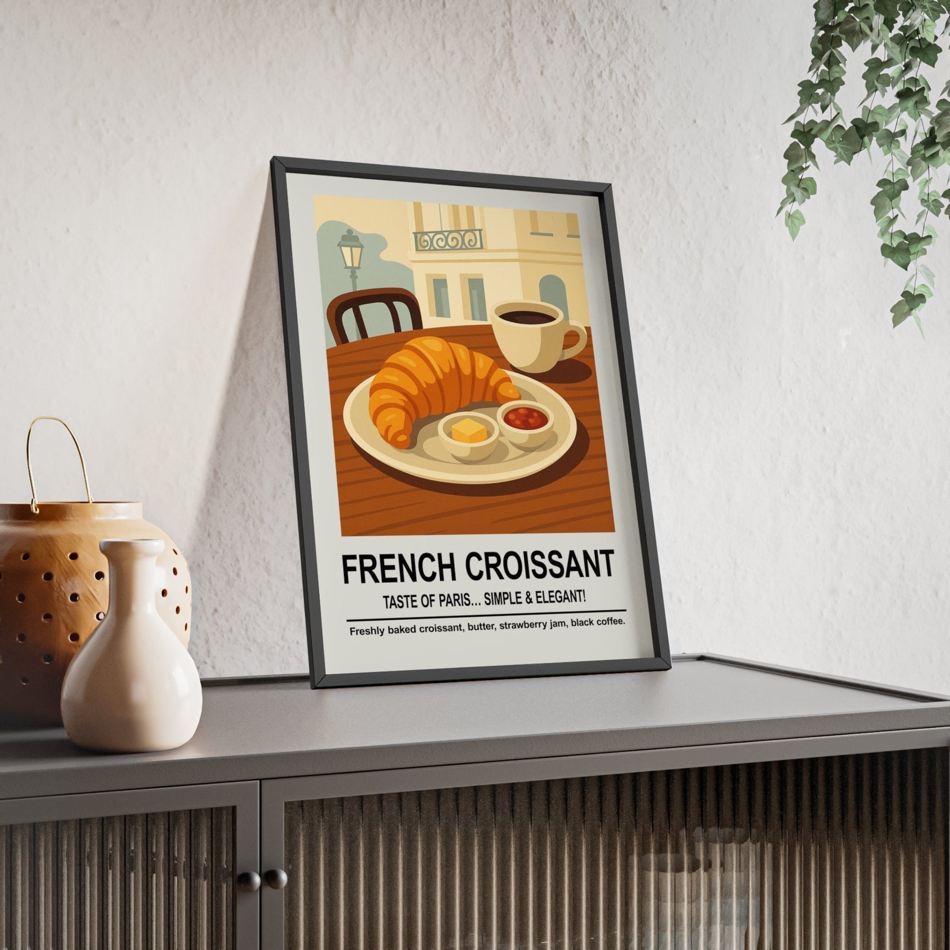 Framed French Croissant - Paris Caf� Kitchen & Dining Room Print print