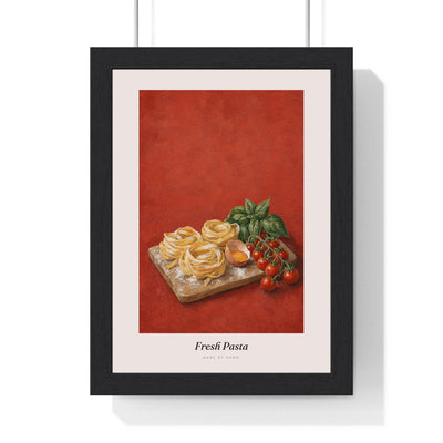Fresh Pasta Print framed in a black frame, ready to hang