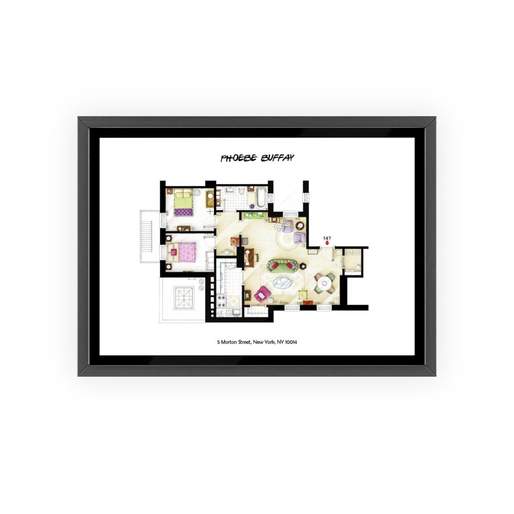 Friends Phoebe Buffay TV Show Apartment Floor Plan - Poster Kingz