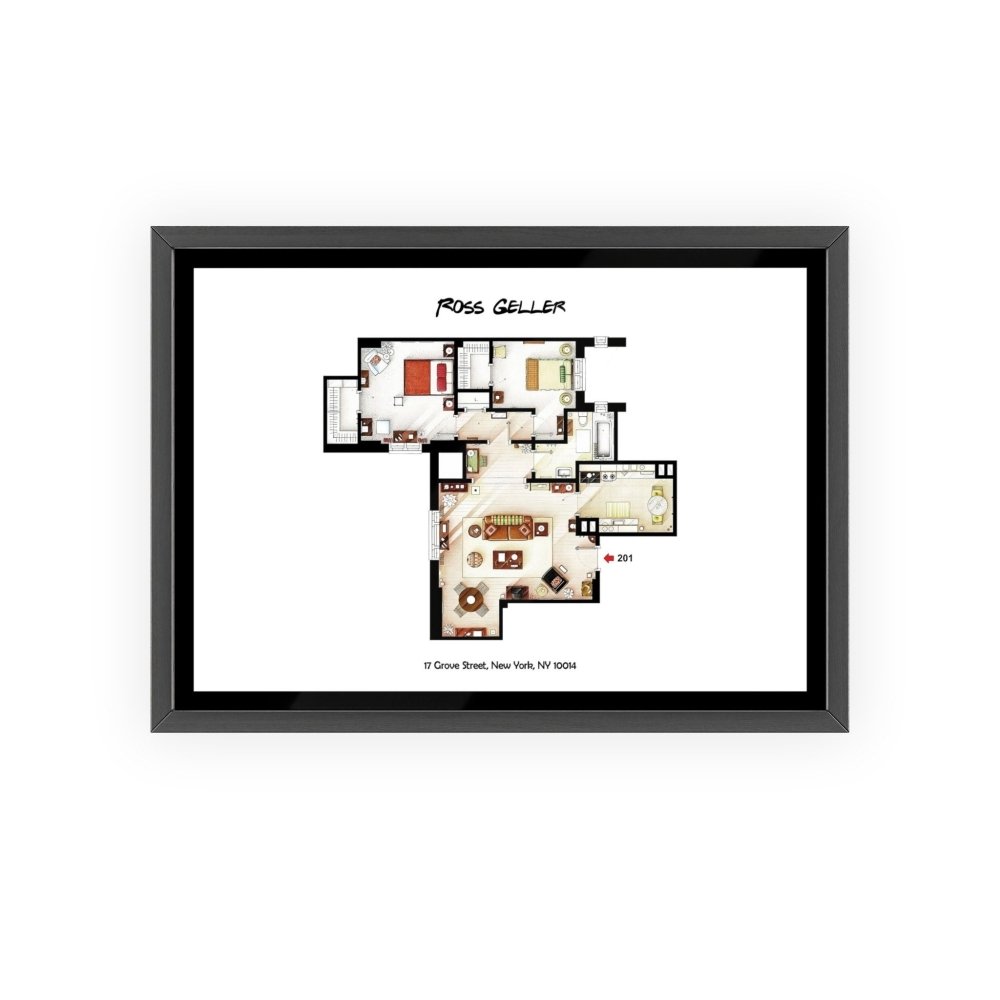 Friends Ross Geller TV Show Apartment Floor Plan - Poster Kingz