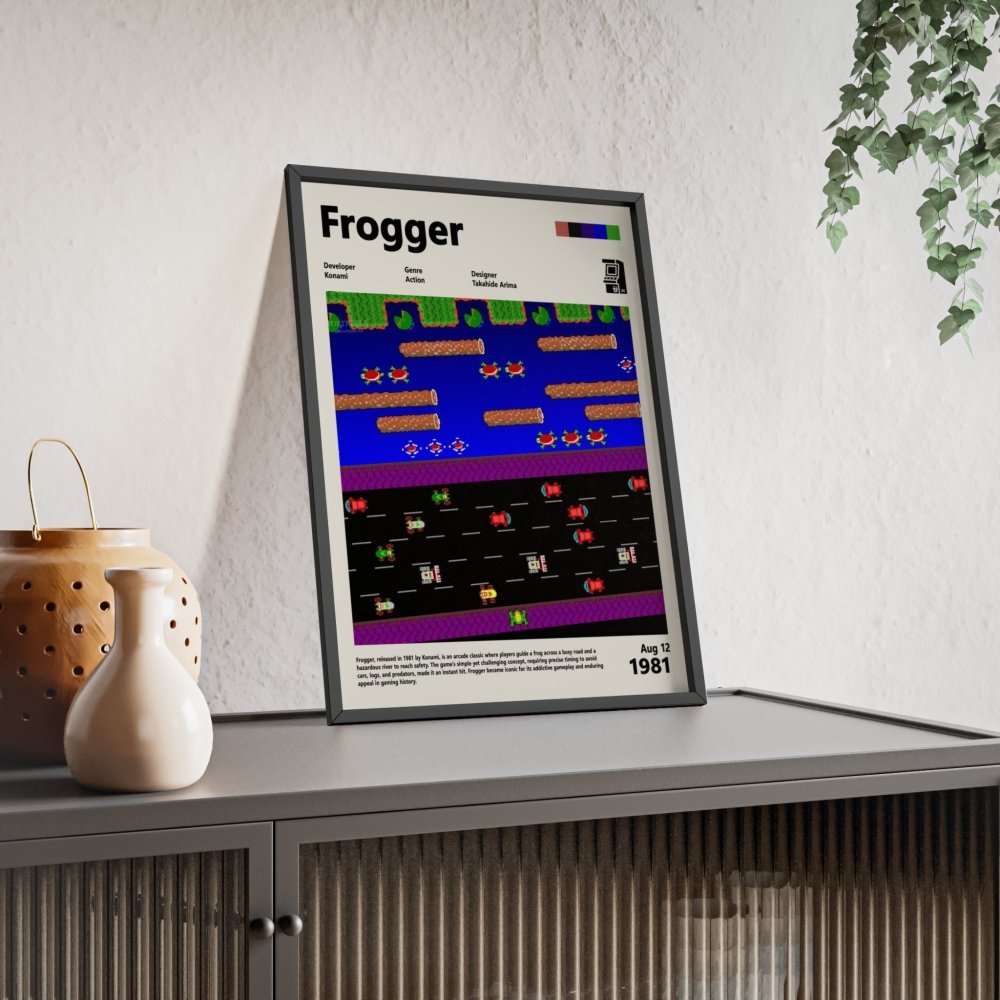 Frogger 1981 - Video Game Info minimalist Poster - Poster Kingz