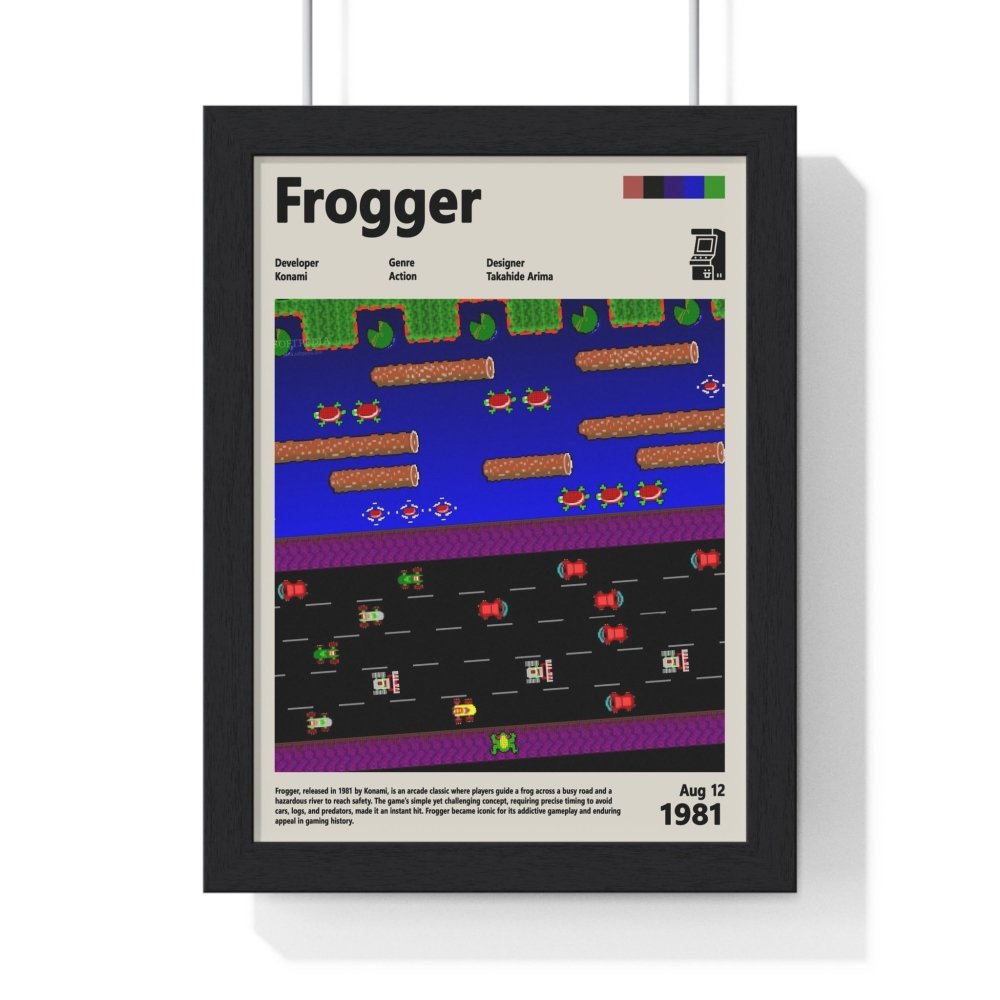 Frogger 1981 - Video Game Info minimalist Poster - Poster Kingz