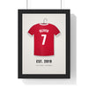 Personalised Kids Football Shirt Print - framed red shirt