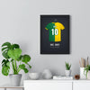 Personalised Kids Football Shirt Print - green and yellow halves on the wall