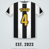 Personalised Kids Football Shirt Print - black and white stripes design