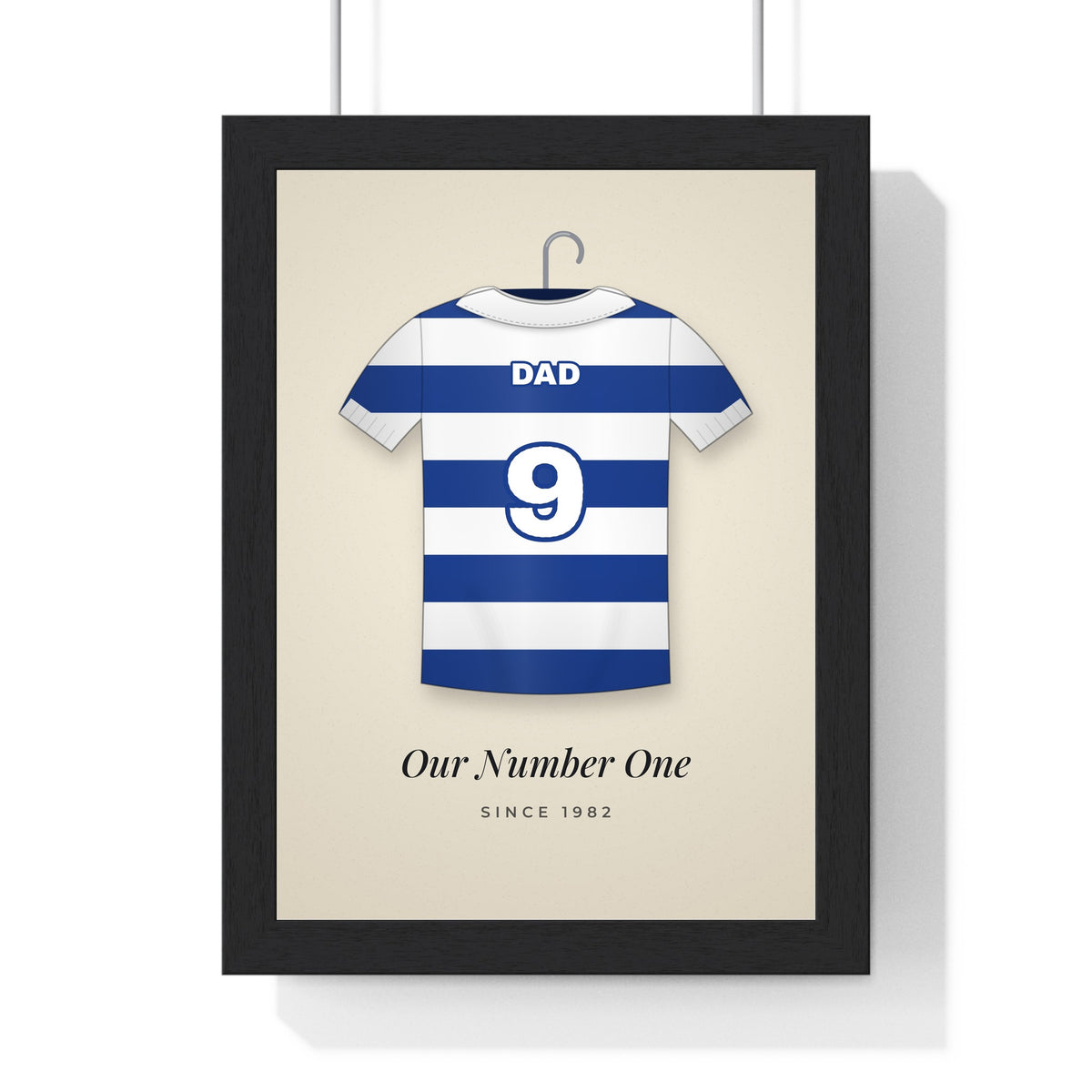 Personalised Retro Football Shirt Print - framed retro hooped shirt