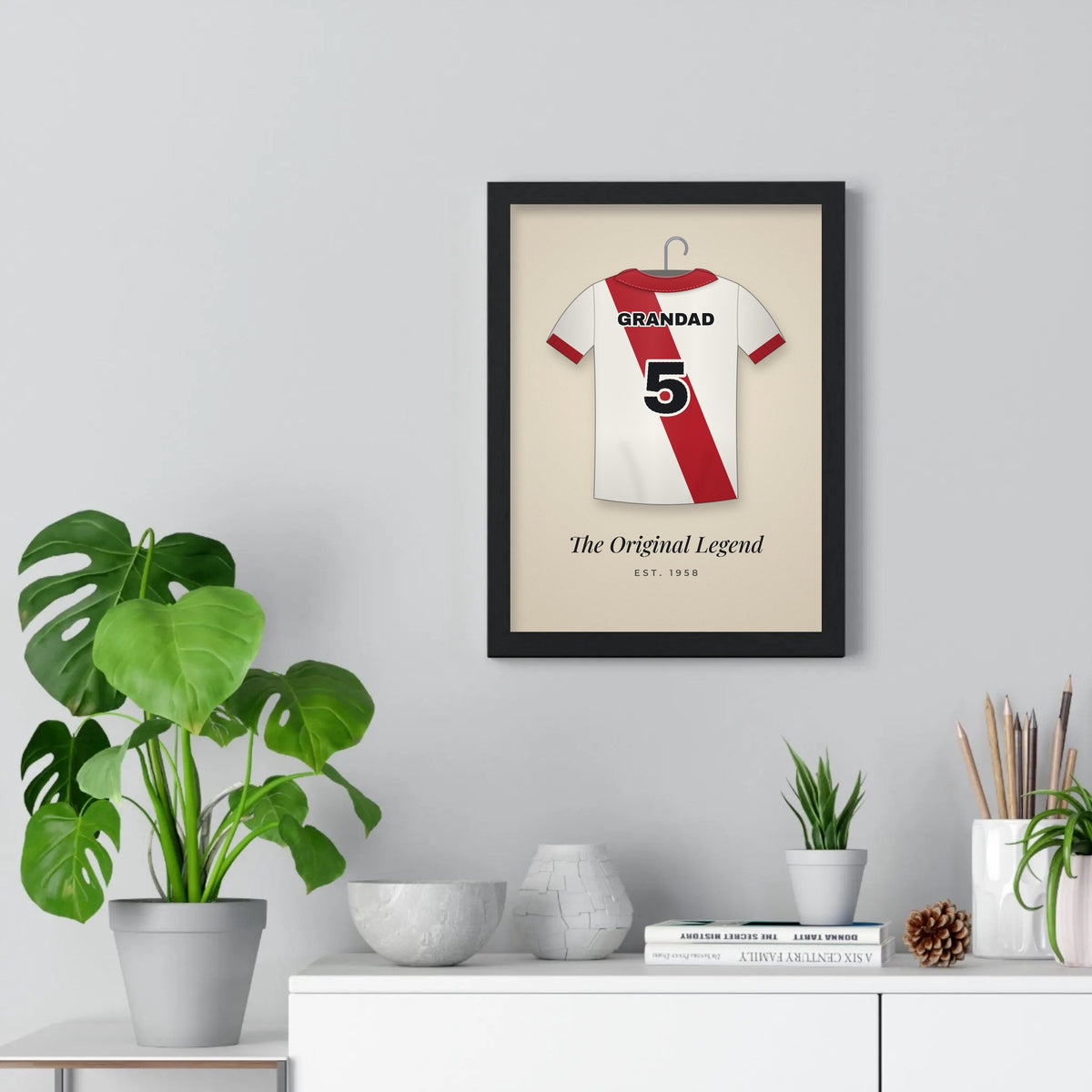 Personalised Retro Football Shirt Print - retro sash shirt on the wall