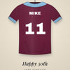 Personalised Retro Football Shirt Print - retro claret and blue design