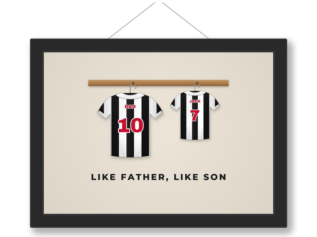 Personalised Family Football Shirt Print - retro striped father and son