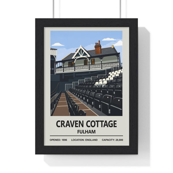 Fulham Craven Cottage Stadium print framed in black wooden frame