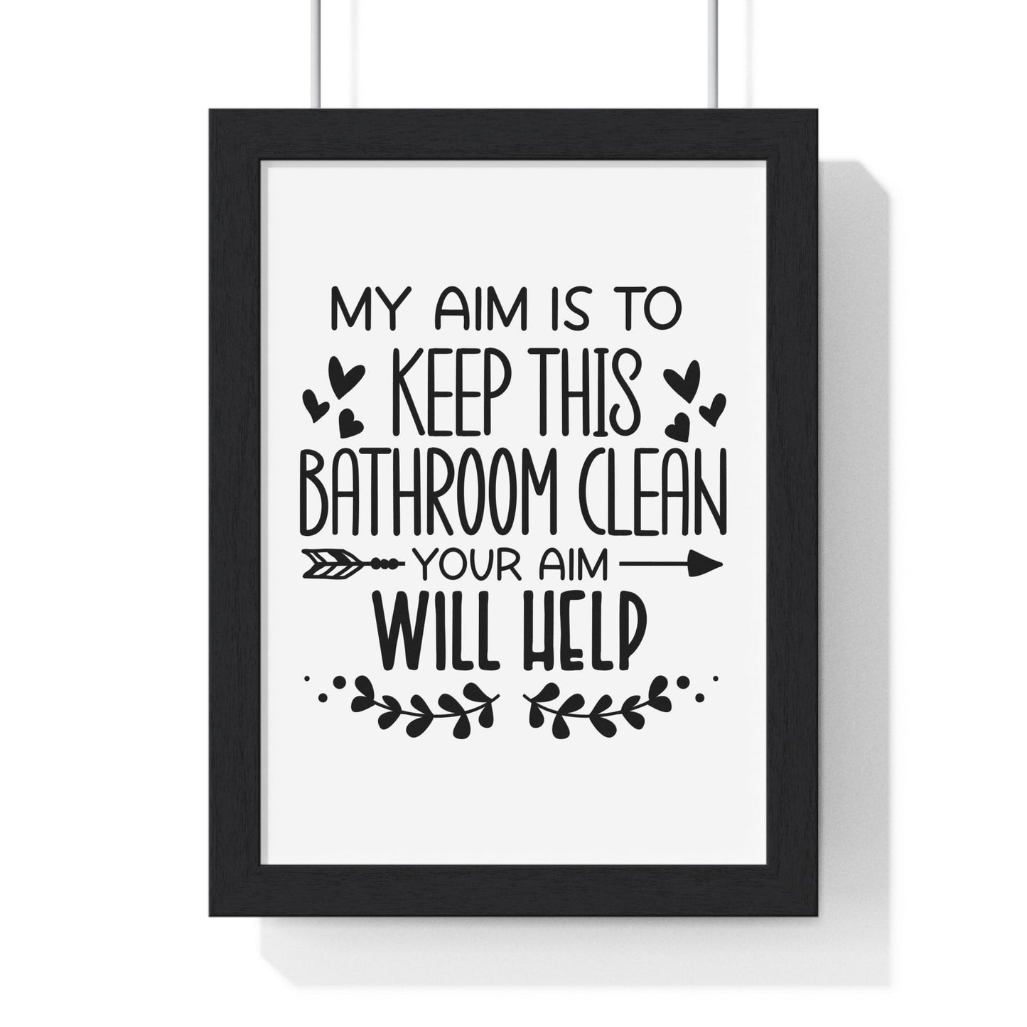 Framed Funny Aim Bathroom Print Toilet Humour print