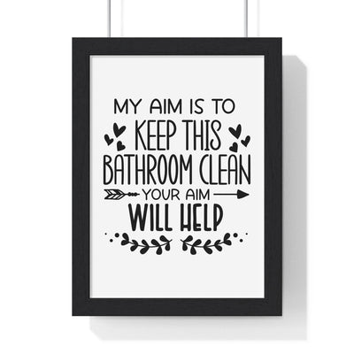 Framed Funny Aim Bathroom Print Toilet Humour print
