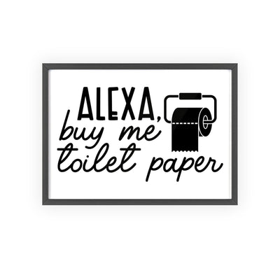 Framed Funny Alexa Toilet Paper Bathroom Wall Print print