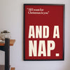 Funny All I Want for Christmas Is You lyric print framed on a wall