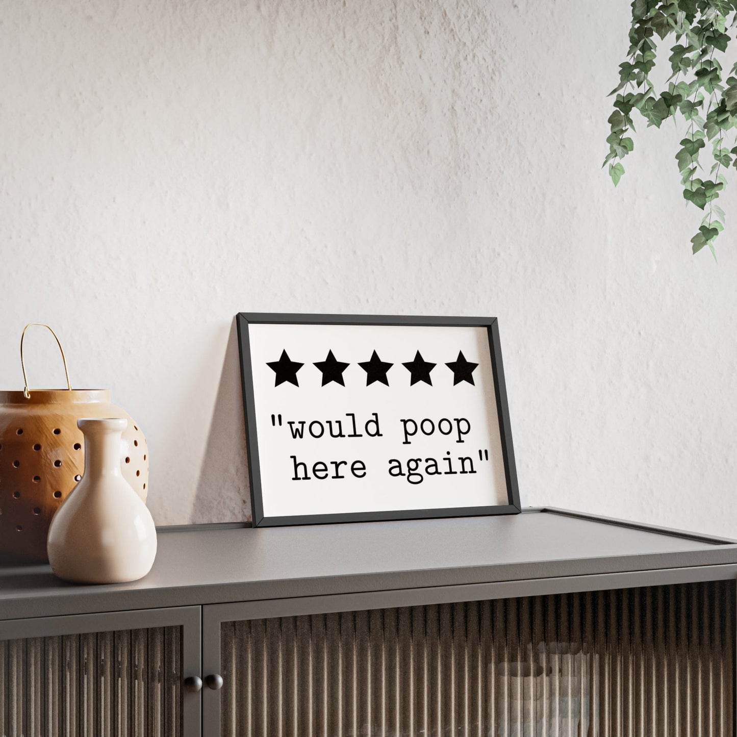 Framed Funny Bathroom Would Poop Here Again Print print