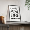 Framed Funny Bathroom Ready Aim Fire Print Toilet print