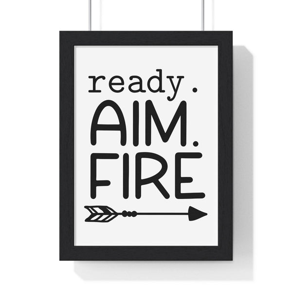 Funny Ready Aim Fire bathroom print framed toilet wall art