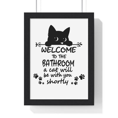 Framed Funny Cat Bathroom Print - Welcome to the Bathroom print