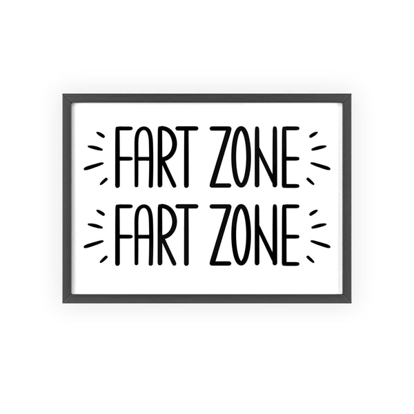 Funny Fart Zone bathroom print framed – humorous toilet wall art