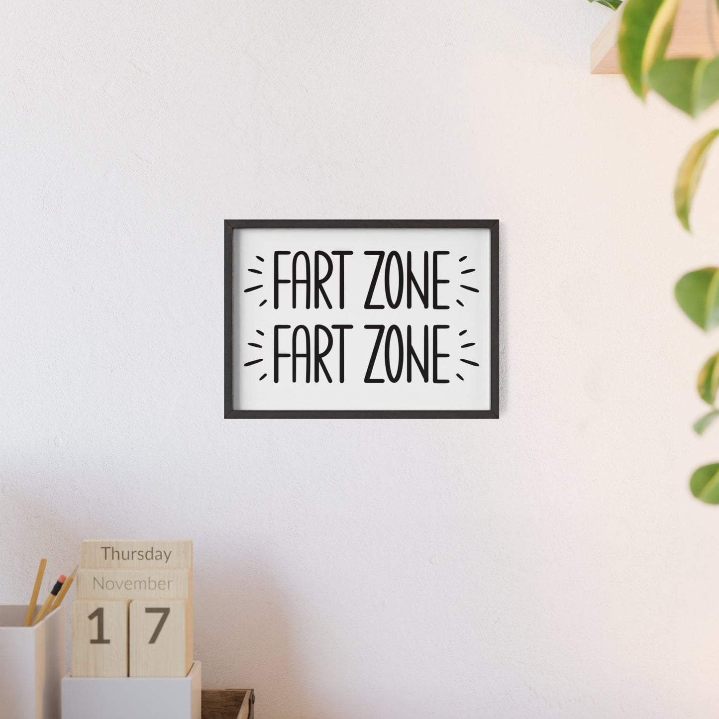 Framed Funny Fart Zone Bathroom Print - Humorous Toilet print