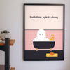 Funny Ghost Bathroom Print - on a bathroom wall
