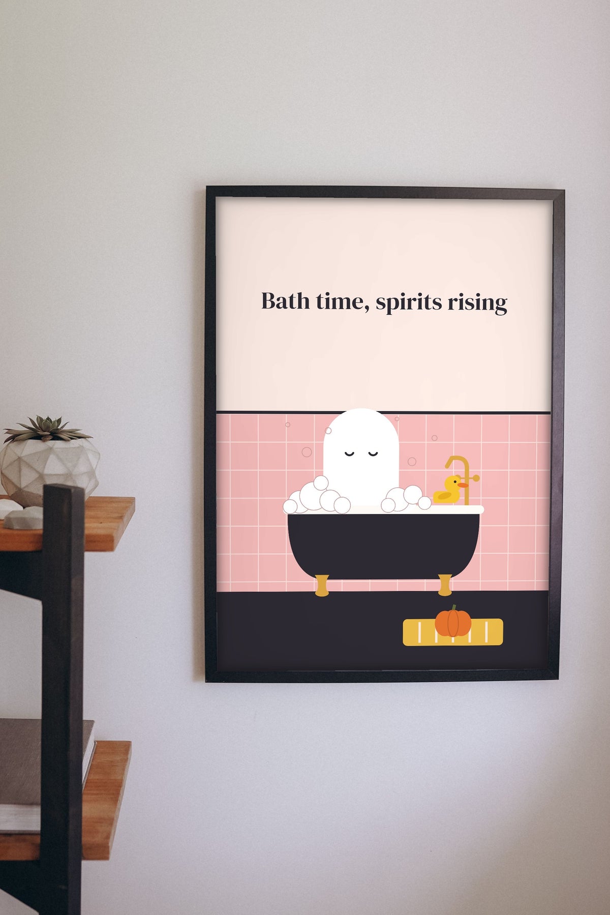 Funny Ghost Bathroom Print - on a bathroom wall
