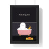 Funny Ghost Bathroom Print - framed black tile ghost bath print