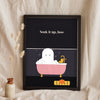 Funny Ghost Bathroom Print - black tiled version