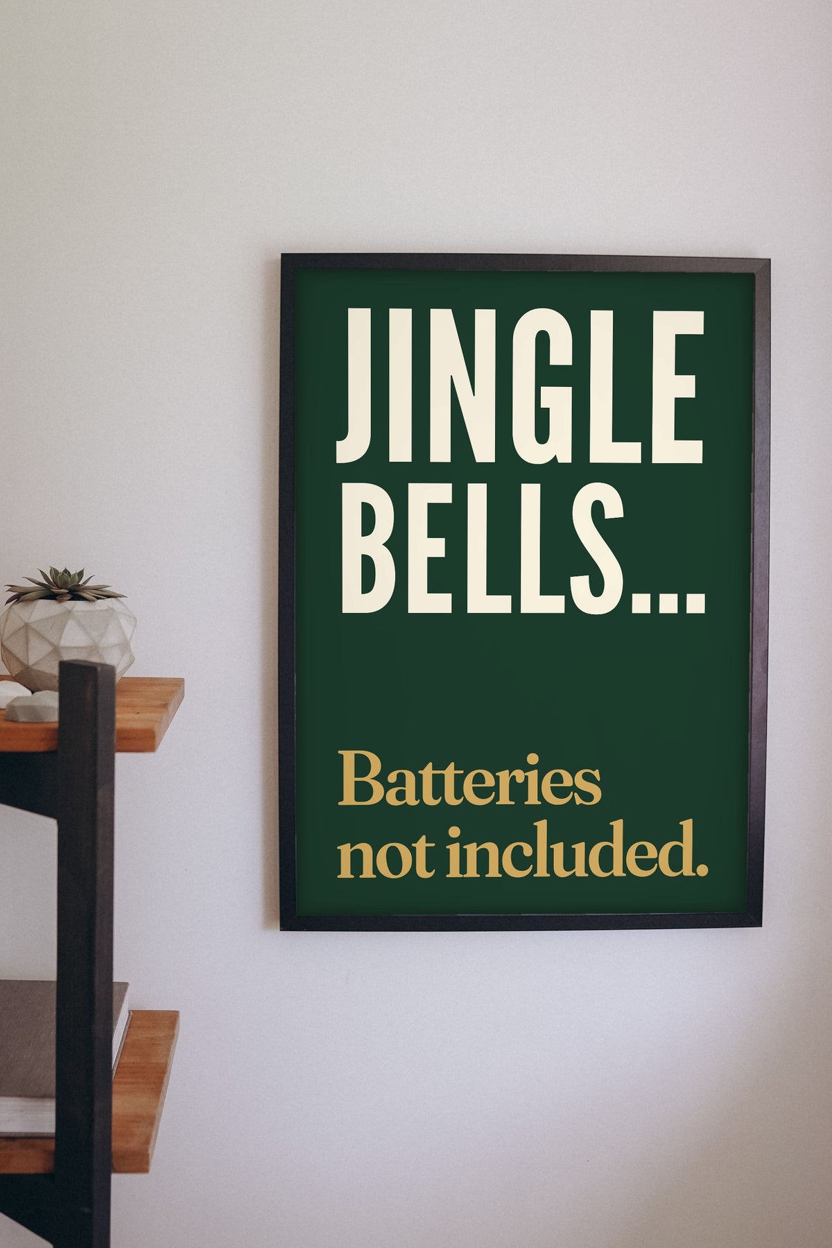 Funny Jingle Bells lyric print framed on a wall