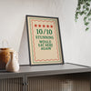 Framed Funny Kitchen - 10/10 Would Eat Here Again Print - Bold print
