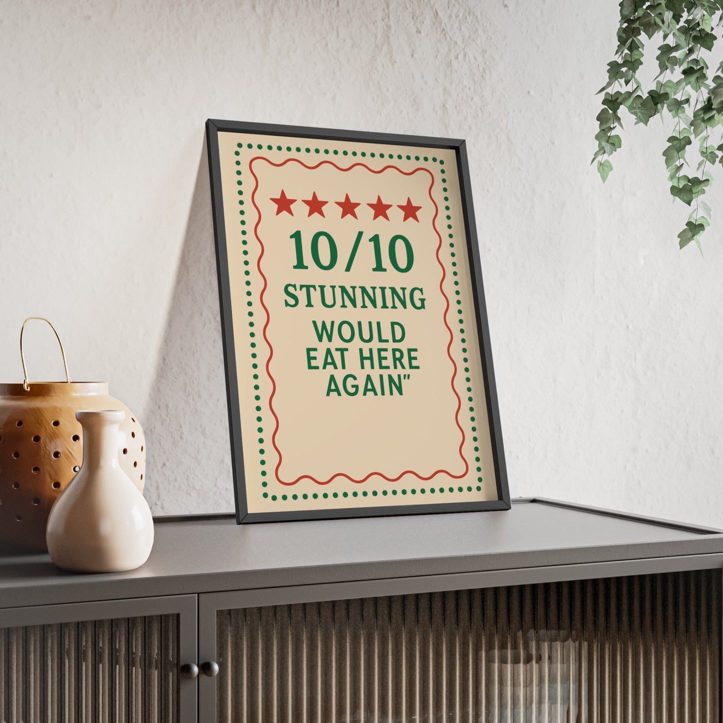 Framed Funny Kitchen - 10/10 Would Eat Here Again Print - Bold print