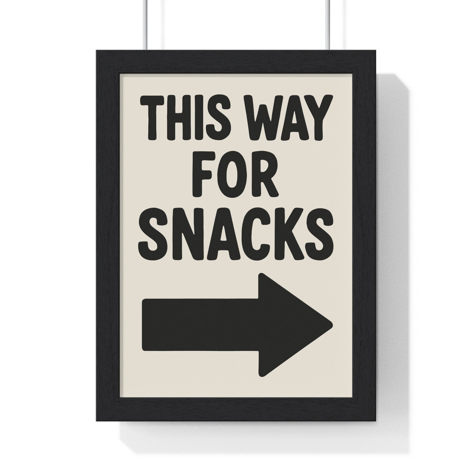 Framed Funny Kitchen - This Way For Snacks Arrow Print - Bold print