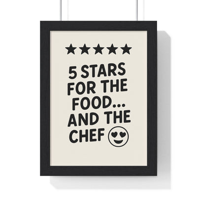 Framed Funny Kitchen - 5 Star Food & Chef Print print