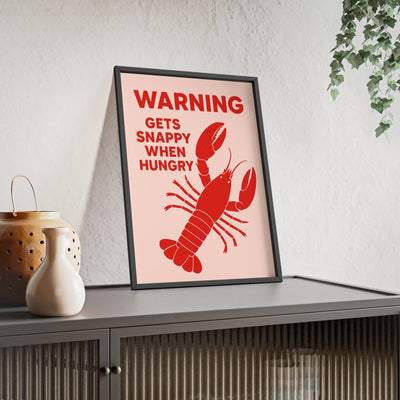 Framed Funny Lobster Print - Snappy When Hungry Kitchen Art print