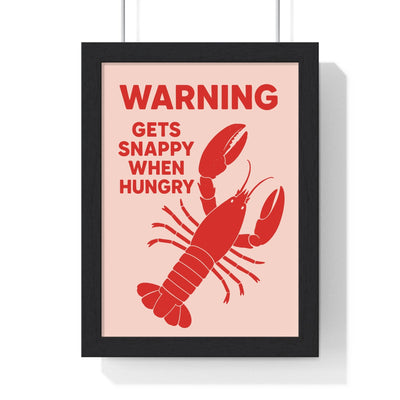 Framed Funny Lobster Print - Snappy When Hungry Kitchen Art print