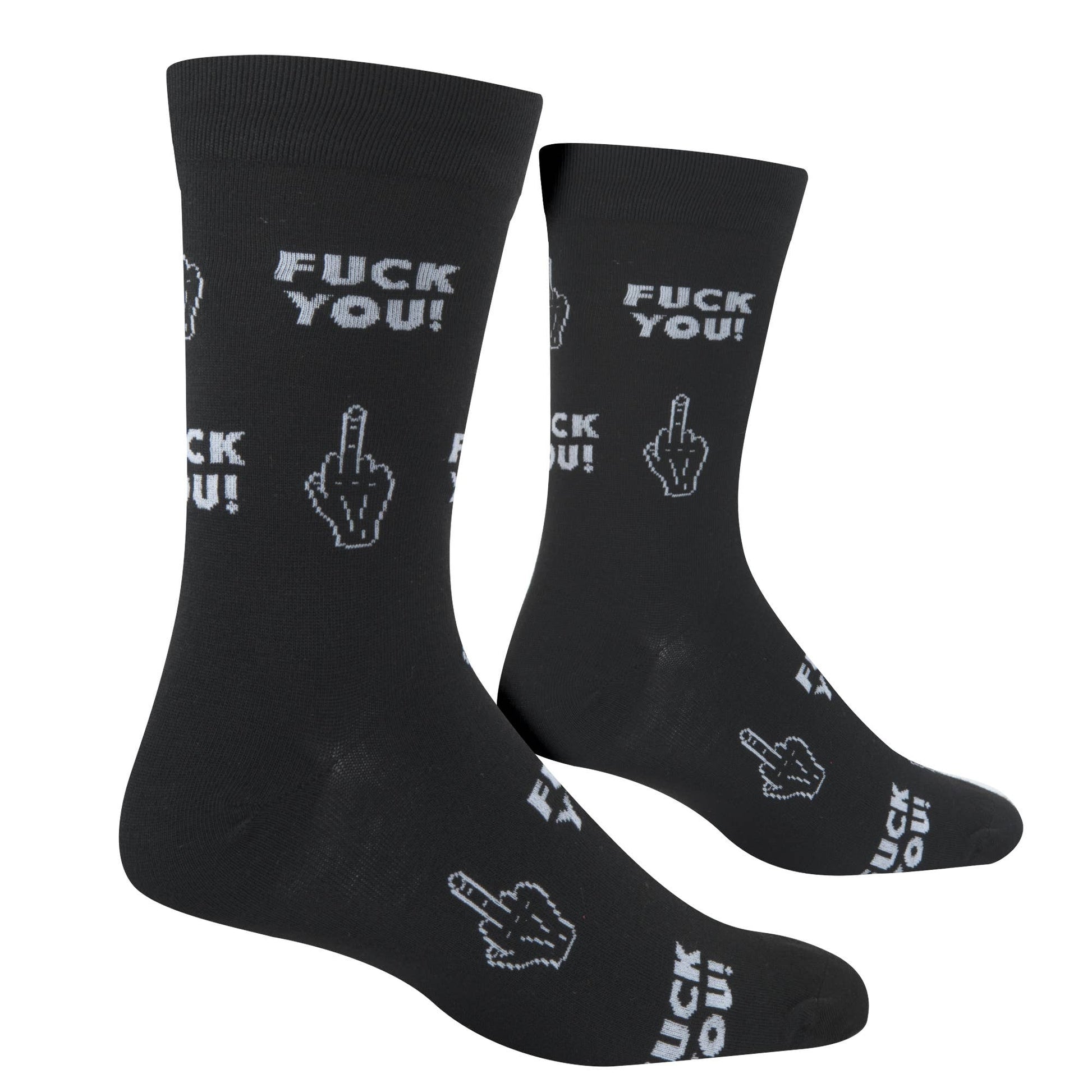 Funny Middle Finger Socks - Black Rude Statement Crew crew socks