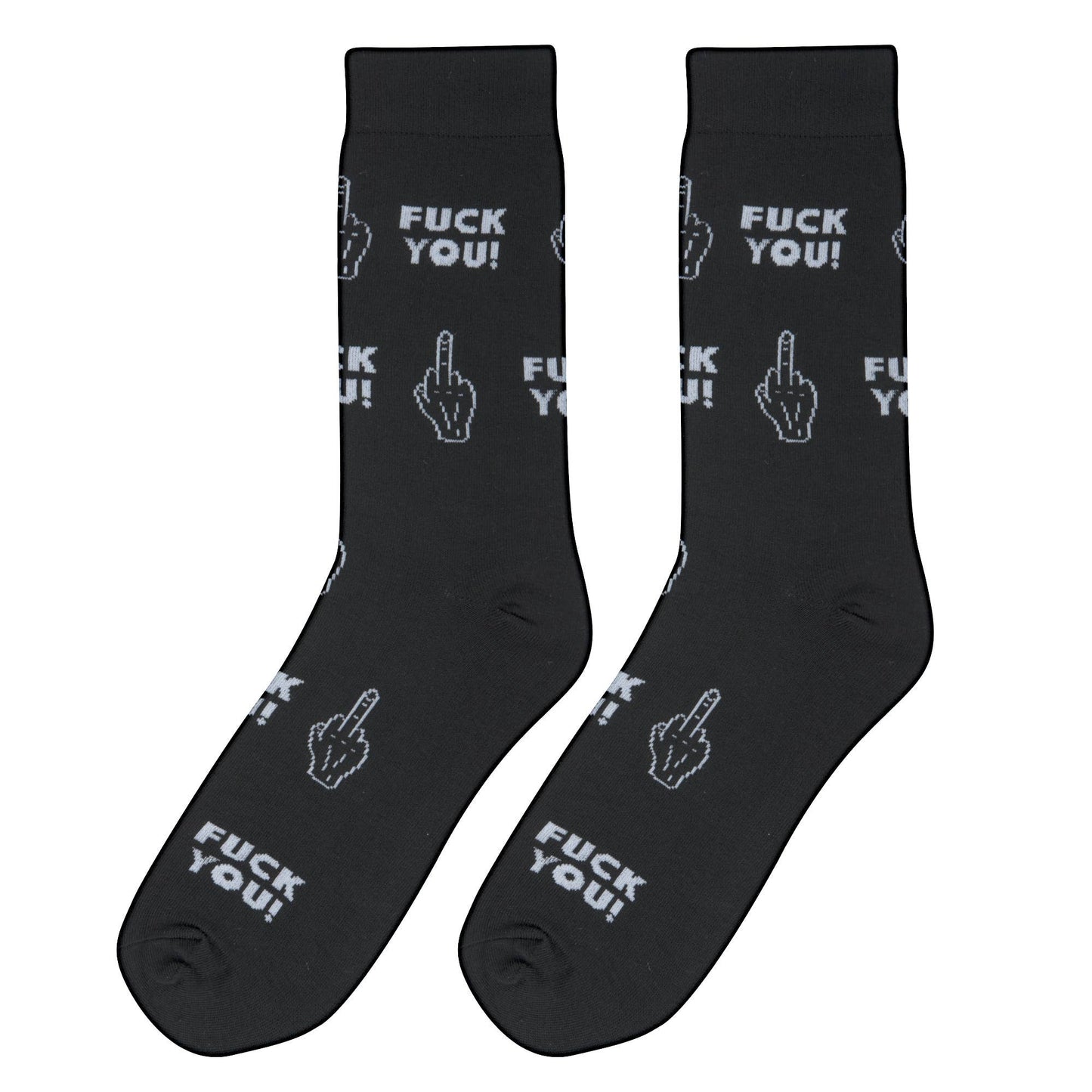Funny Middle Finger Socks - Black Rude Statement Crew crew socks