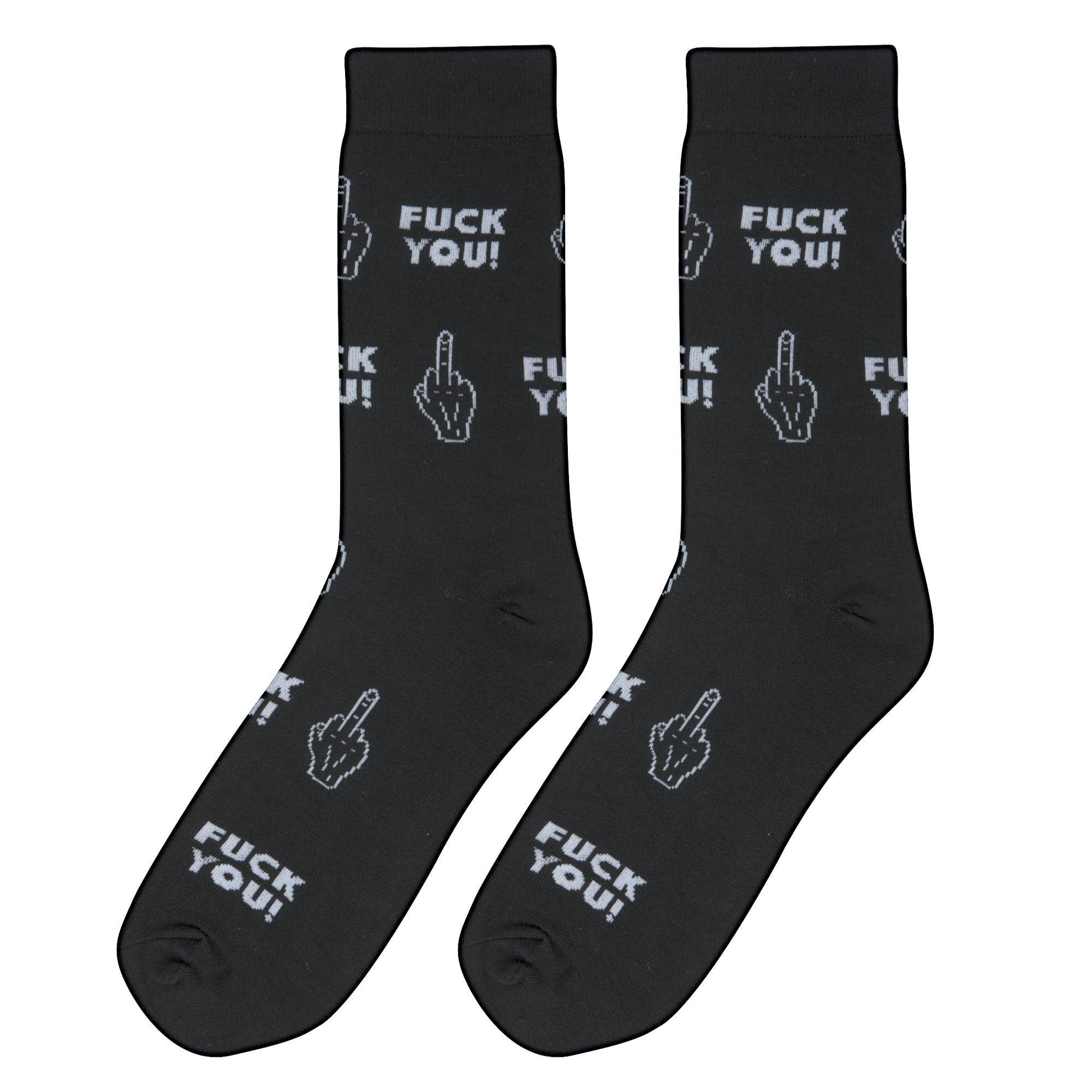Funny Middle Finger Socks - Black Rude Statement Crew crew socks