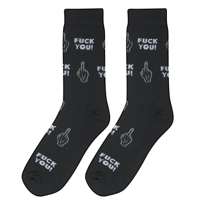 Funny Middle Finger Socks - Black Rude Statement Crew crew socks