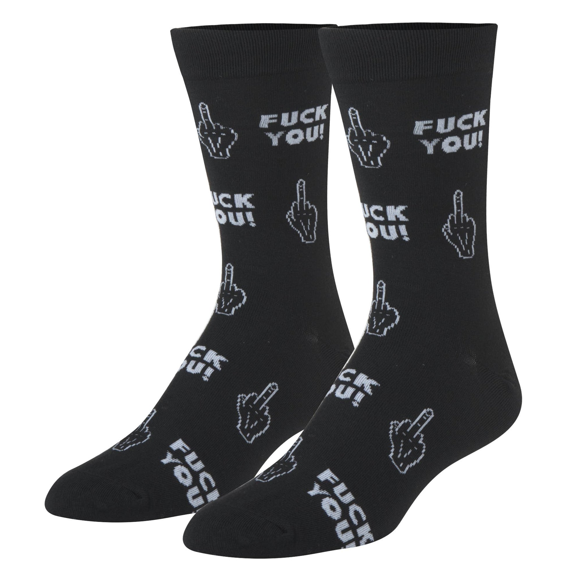Funny Middle Finger Socks - Black Rude Statement Crew crew socks