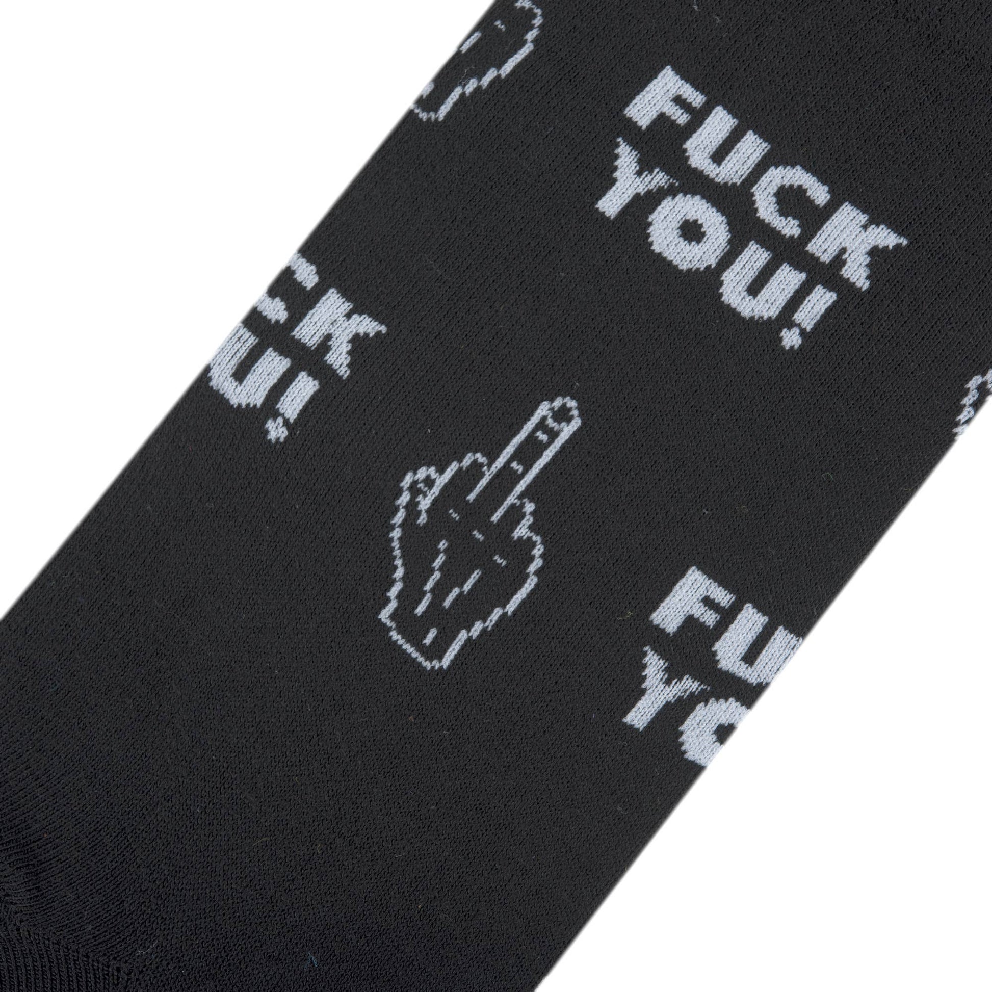 Funny Middle Finger Socks - Black Rude Statement Crew crew socks