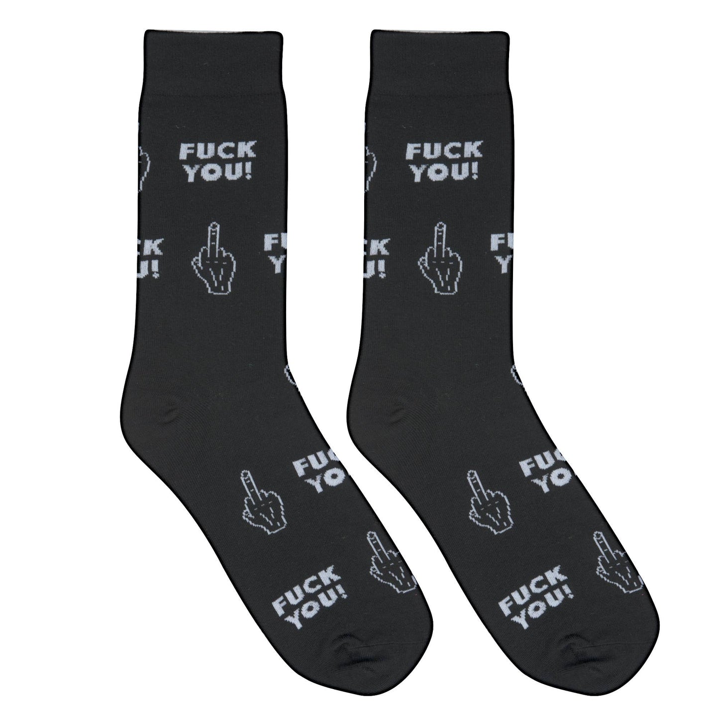 Funny Middle Finger Socks - Black Rude Statement Crew crew socks