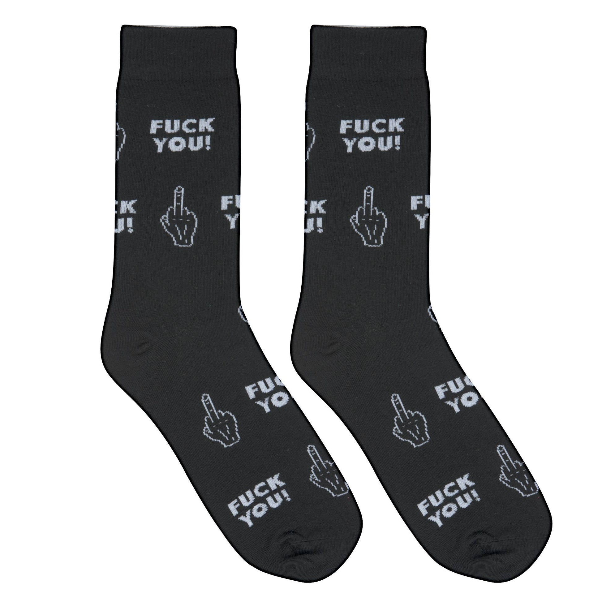 Funny Middle Finger Socks - Black Rude Statement Crew crew socks